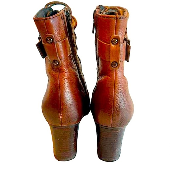 Clark’s Jolissa Gypsum Chestnut Brown Lace up Moto Boots with Block heels Size 7 - Picture 7 of 8